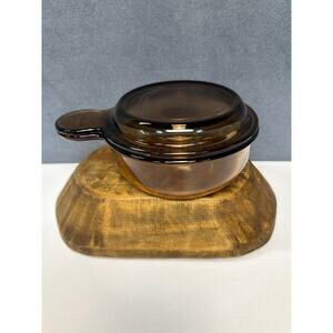 Grab It Vision Corning Ware Bowl Lid Amber Glass V-150-B P-150-C Pyrex Brown